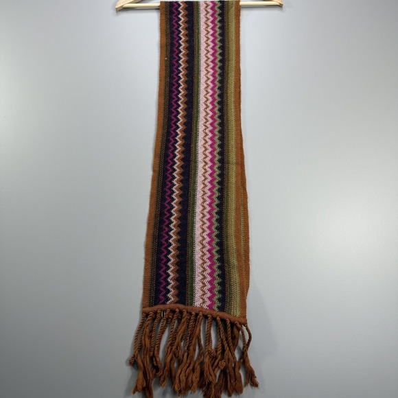 SmartWool Scarf Womens One Size Multicolor Knit Fringe Geometric Long Winter - Picture 4 of 9